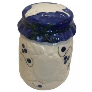 Ceramic Stoneware Bonnet Style Canister 5" Tall Spice Jar Lidded Jelly Vintage
